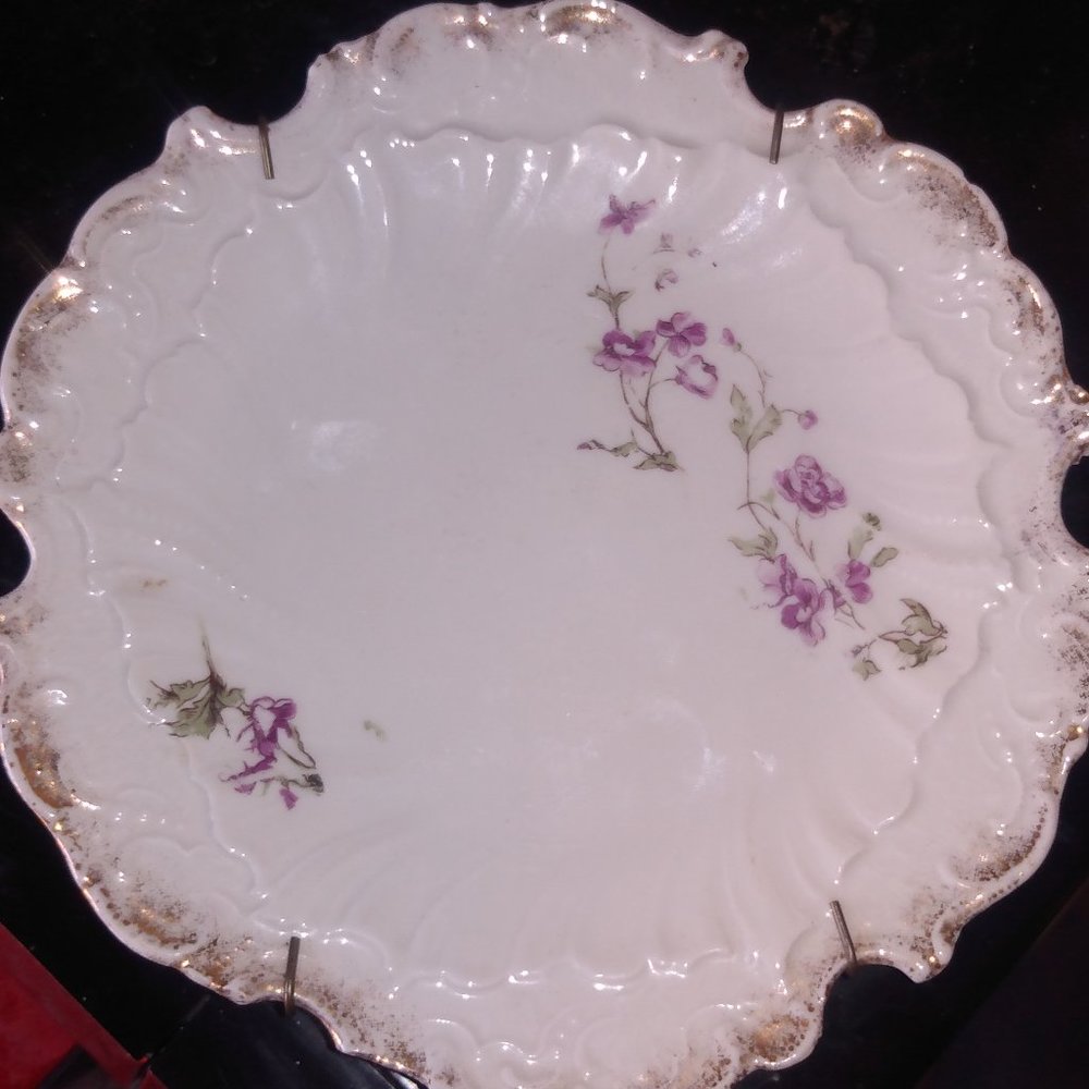 1840's ANTIQUE CHINA CAKE pastry porcelain PLATE Theodore Haviland Schleiger